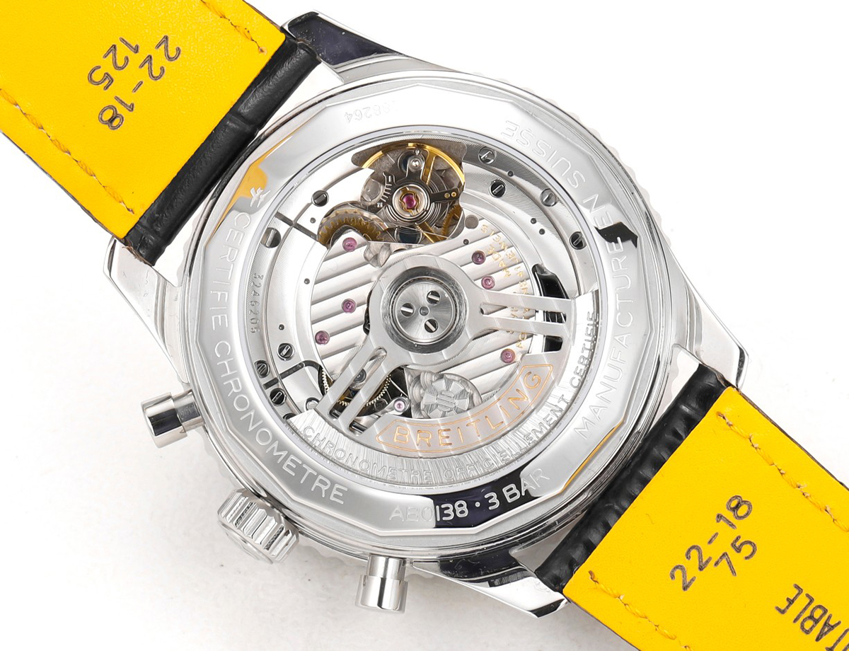 Navitimer B01 Chronograph 43 Silver Dial in Steel on Leather Strap Ref. AB0138241G1P1